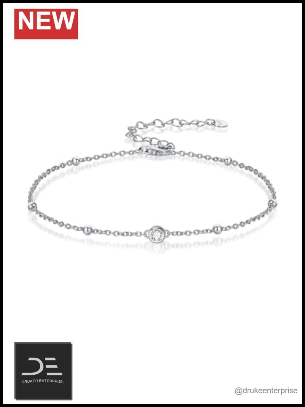 0.1 CT Lab Grown Diamond Bracelet 925 Sterling Silver Bead Chain for Women Gift